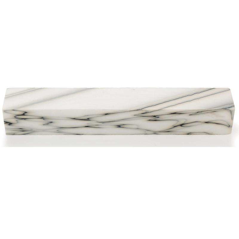 Poly Resin Pen Blank - 3/4" x 3/4" x 5" - Color:White Marble